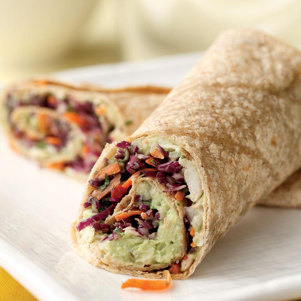 creamy avocado and bean wrap